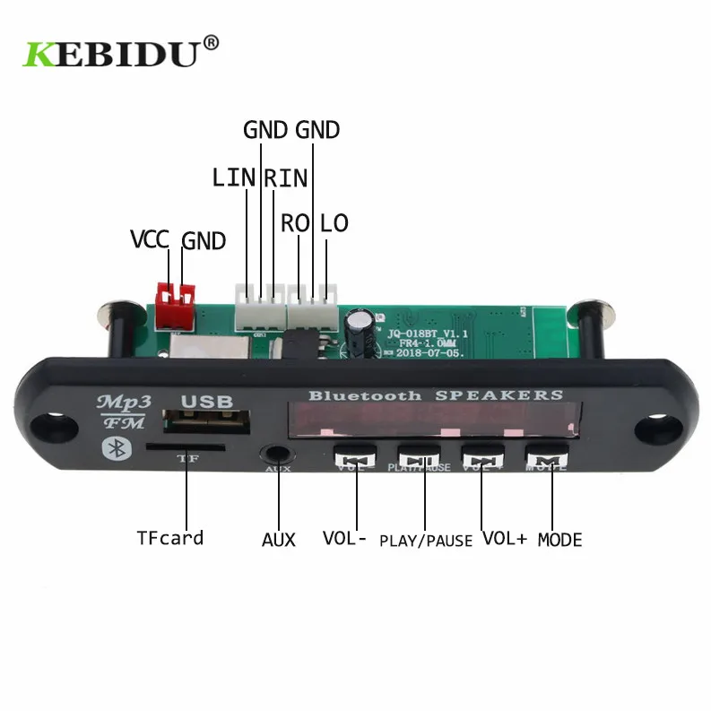 Автомобильный USB Bluetooth аудио модуль KEBIDU 5 в 12 В беспроводной 4 1 MP3 WMA декодер плата
