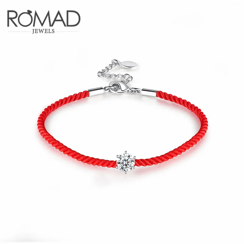 ROXI бренд romad 0.68ct Циркон Кристалл Браслеты для женщин тонкий красный/черный нить