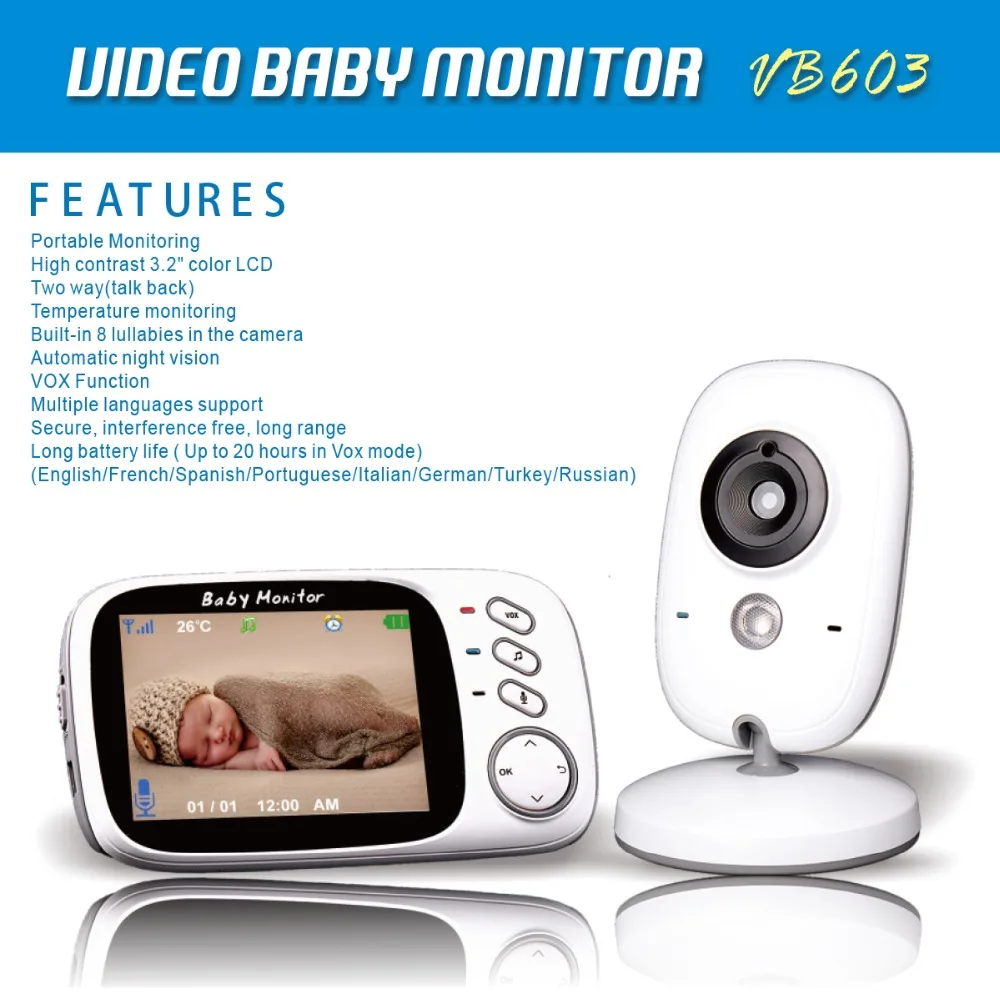 

Wireless Video Baby Monitor 2.4GHz, 3.2inch LCD 2 Way Audio Talk Night Vision Security Camera Babysitter Baby Sleep monitor UK