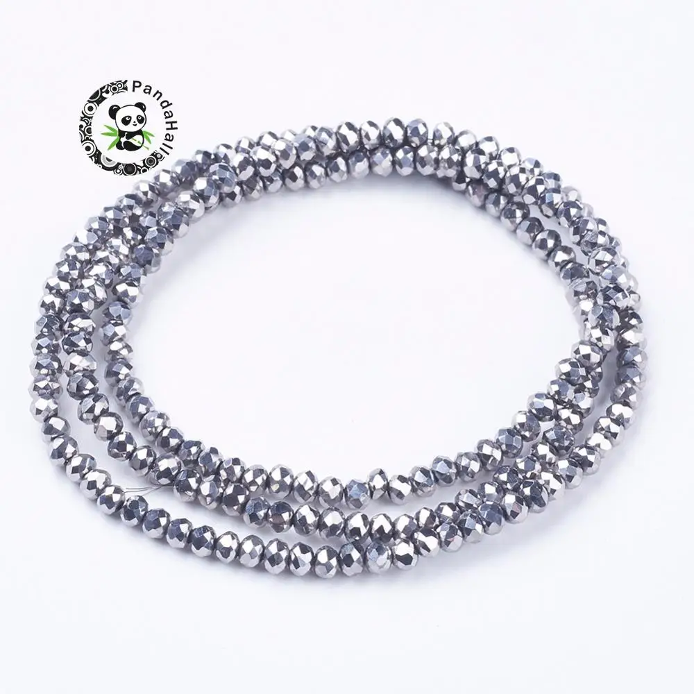 

Electroplate Glass Beads Strands, Full Silver Plated, Faceted, Abacus, Silver, 2.5x2mm, Hole: 1mm