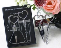 10box love heart corkscrew wine bottle opener wine stopper wedding gift favors for guests bottle opener set wedding decoration