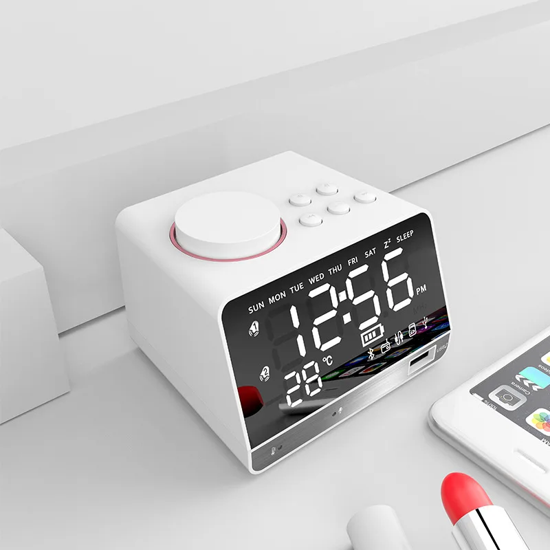 EXRIZU будильник и Bluetooth динамик TF карта u диск AUX цифровой зеркальный дисплей FM радио