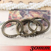Free ship 1000piece 30mm Round shape Antique bronze Tone Metal Swivel Split Key Ring Jewelry BagsKey Chain Link Connector