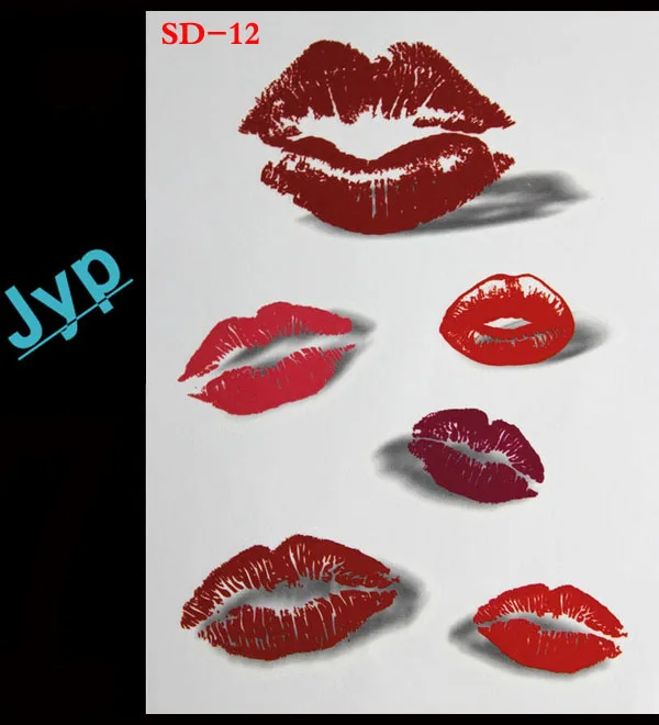 Сексуальная 3d татуировки 6 личности чувство губы pattern женщины продукты секса