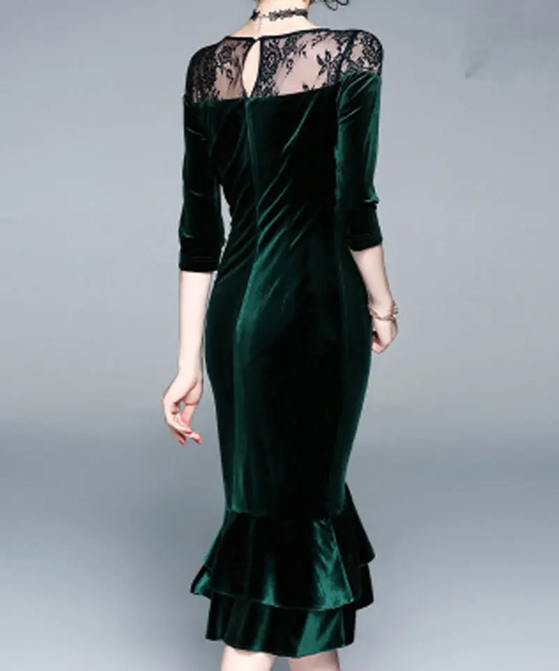 HEE GRAND/2019 г. новое платье однотонное элегантное кружевное бархатное лоскутное