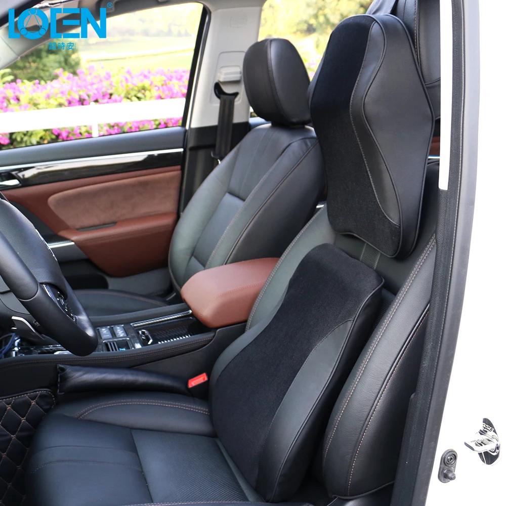 

LOEN 3D Mesh+PU Leather Auto Car Seat Breathable Memory Foam Pillow Headrest Lumbar Support for Universal Car Black/Brown/Beige