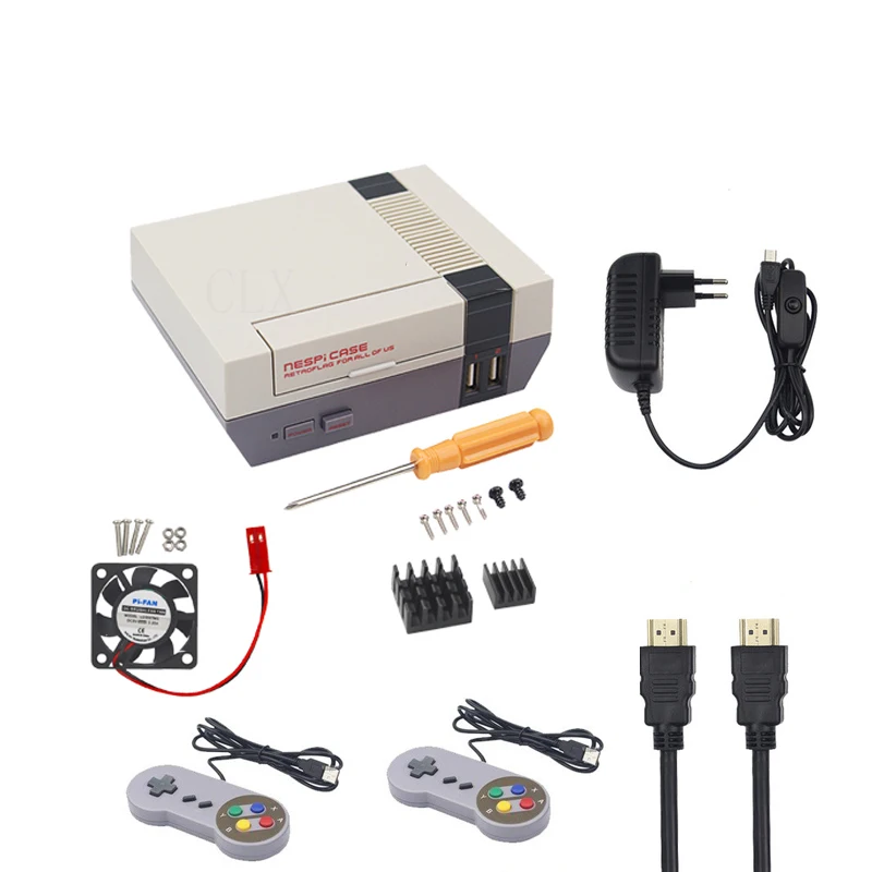 Чехол NESPi для Raspberry Pi 3 B +/3B NES Retroflag Box + Fan игровой контроллер 5 В А с блоком питания