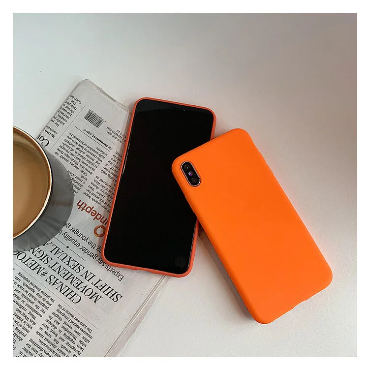 

Crispyfish Ultra-thin Orange Soft TPU Silicone Case For iPhone 6 6s 7 8 Plus Matte Cases For iphone X XR XS MAX Back Cover capa