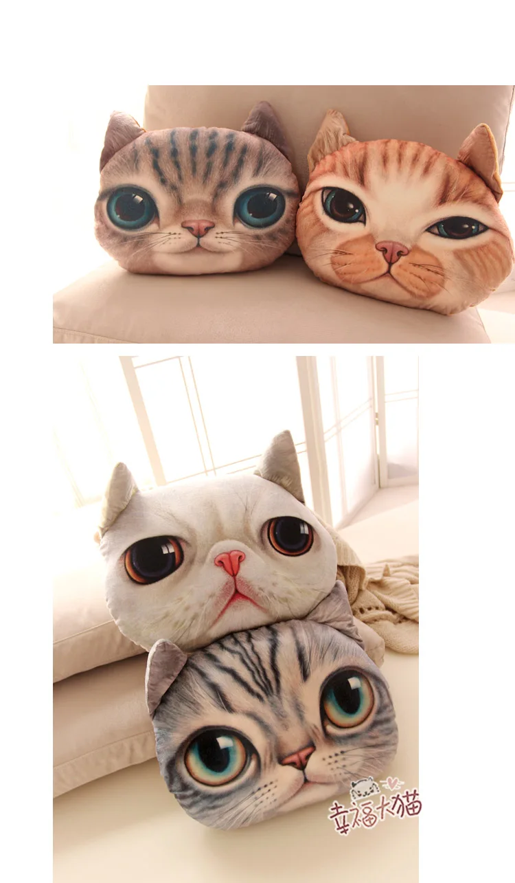 Японская мультяшная Реалистичная 3D подушка для кошек Автомобильная дома головы