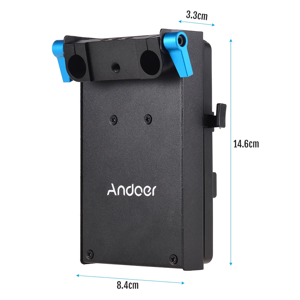 Andoer V-Mount V-lock Батарея пластина адаптер с 15 мм двойным отверстием стержень зажим