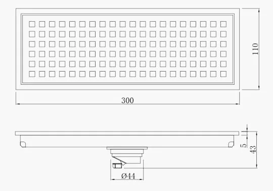 304 нержавеющая сталь ванная комната Ванна 300x110 мм квадратный Душ пол слив ловушка отходов Решетка Фильтр Крышка DR007