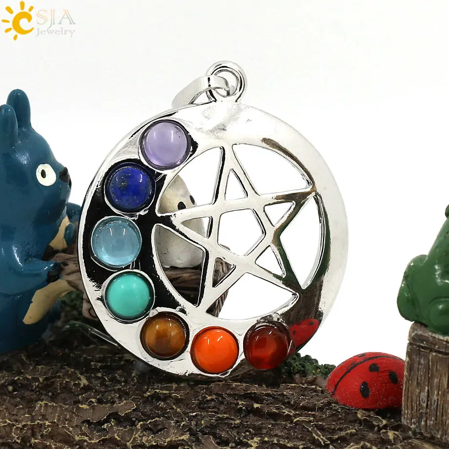 CSJA фабрика 2016 новый список рейки 7 Чакра полудрагоценные каменные бусы капитан