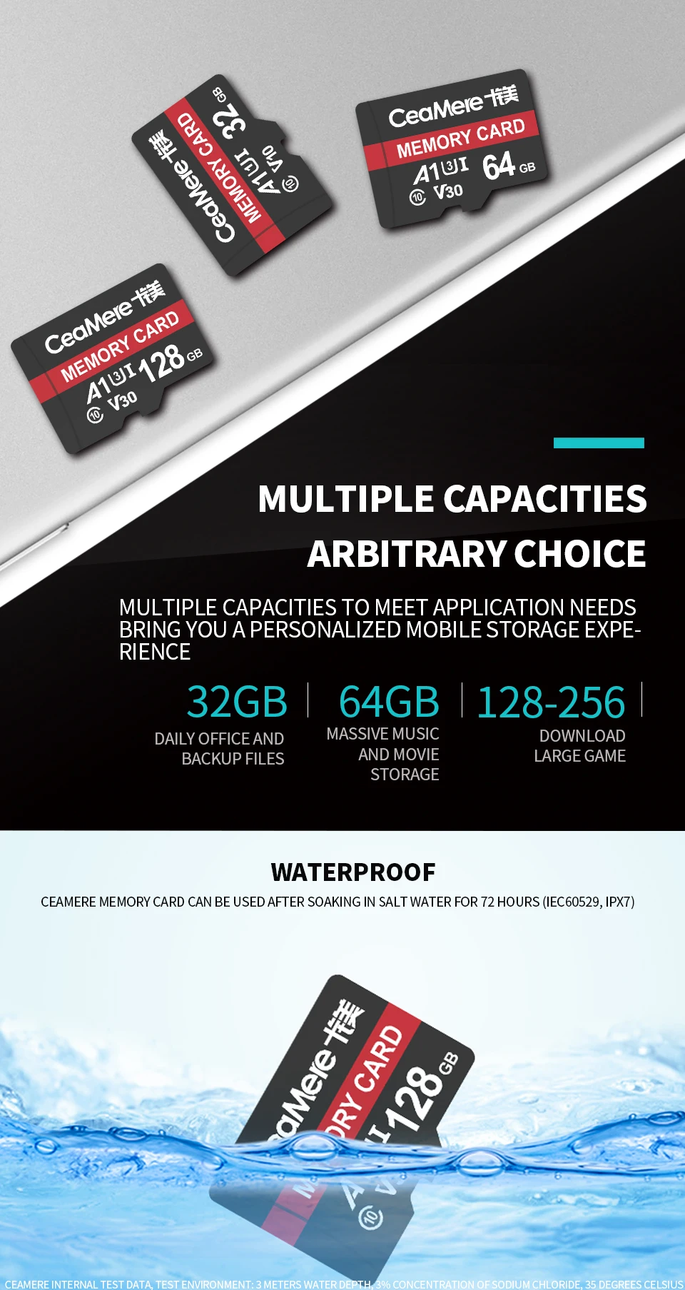 CeaMere карта памяти 256 ГБ 128 Гб 64 Гб U3 UHS-3 32 ГБ Micro sd карта класс 10 UHS-1 флэш-карта памяти Microsd TF/sd карта s для планшета