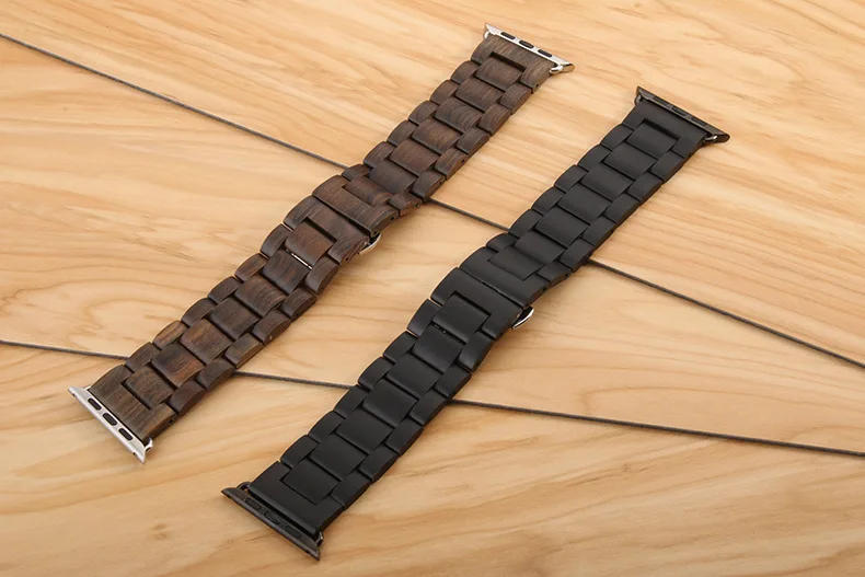 Высококачественный деревянный ремешок для часов Apple watch черный коричневый Watch 3/2/1