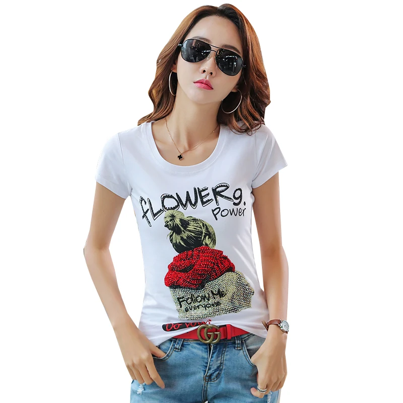 2019 Летняя женская футболка модная облегающая хлопковая Футболка с круглым