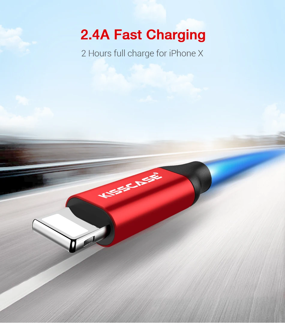 KISSCASE Cable For iPhone XR XS X 7 8 Wire For Charger USB Data Cable For iPhone 6 6S 7 8 USB Charging Cable Phone Cord Adapter