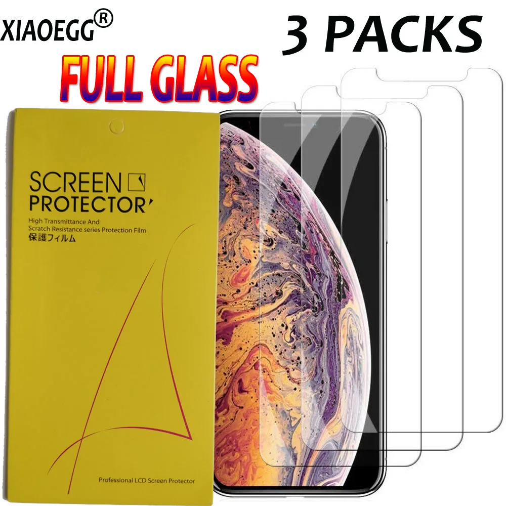 3 Pack защитная пленка из закаленного стекла для iPhone 6 6s 7 8 Plus X Xs Max XR чехол 8X7