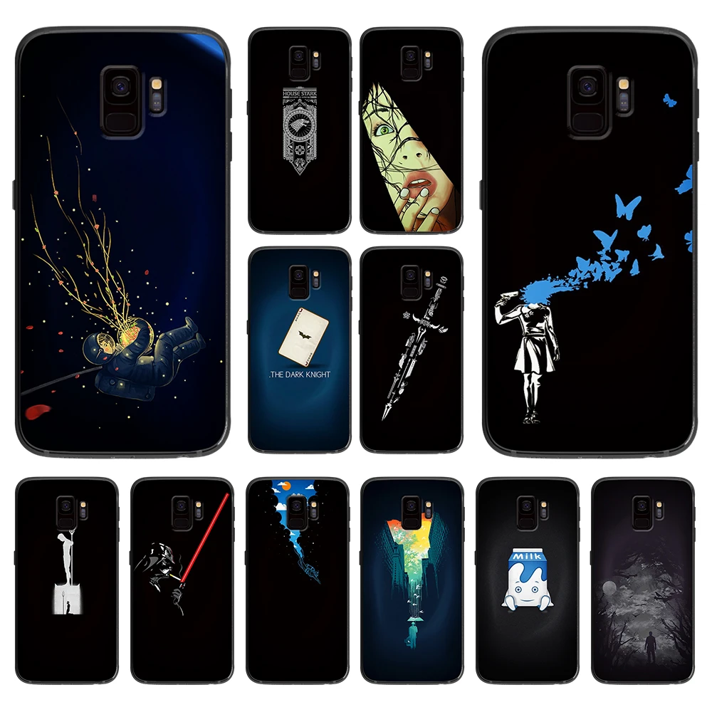 Темный минималистичный мягкий чехол для телефона Samsung Galaxy S6 S7 S8 S9 S10e Plus Note 8 9 чехлы