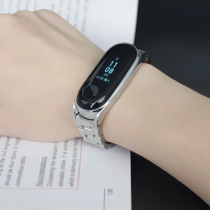 Ремешок для смарт часов Xiaomi Mi band 4 металлический браслет из нержавеющей стали Band