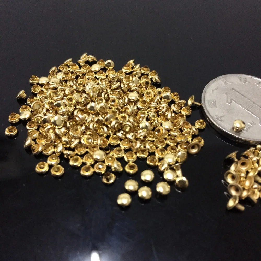 200PCS 3MM DIY Gold Painted Punk Spike Studs Spots Fashion Rivet Bags Belt Shoes Craft Mini Rivets Cute Shipping Free | Дом и сад
