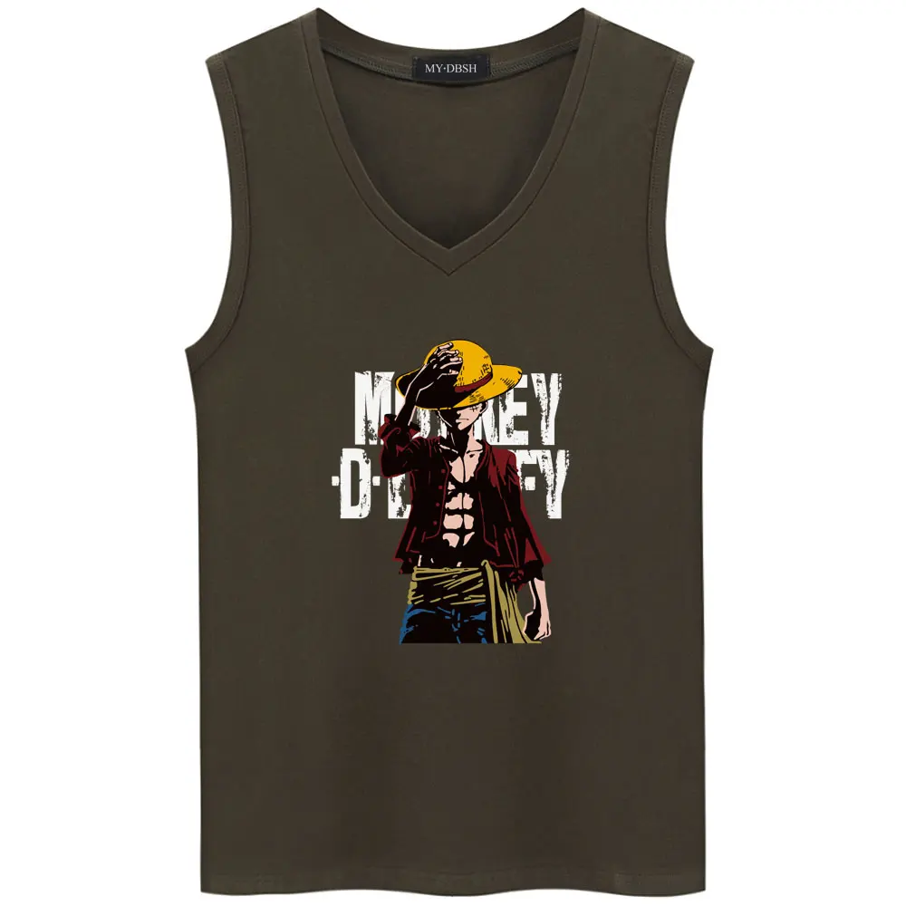 V-Army Горячая аниме one piece Monkey. D. Luffy мультфильм хлопок высокого качества майка для занятий бодибилдингом спортивный жилет без рукавов мужские топы на бретелях - Цвет: V-Army