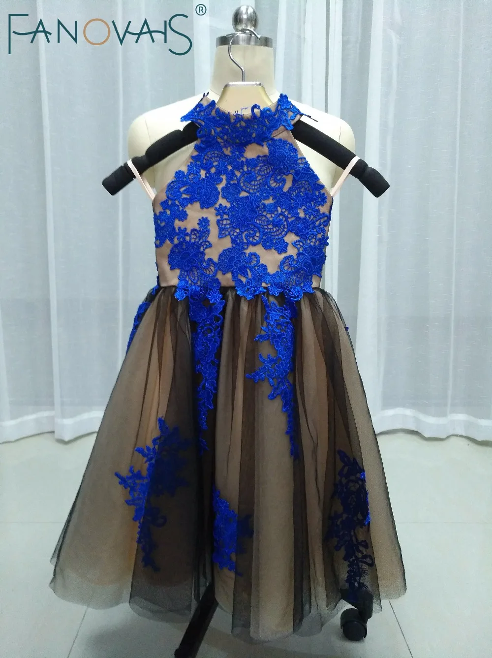 Мать Дочь Платья Холтер Кружева Платье Выпускного Вечера 2k17 Синий и черный