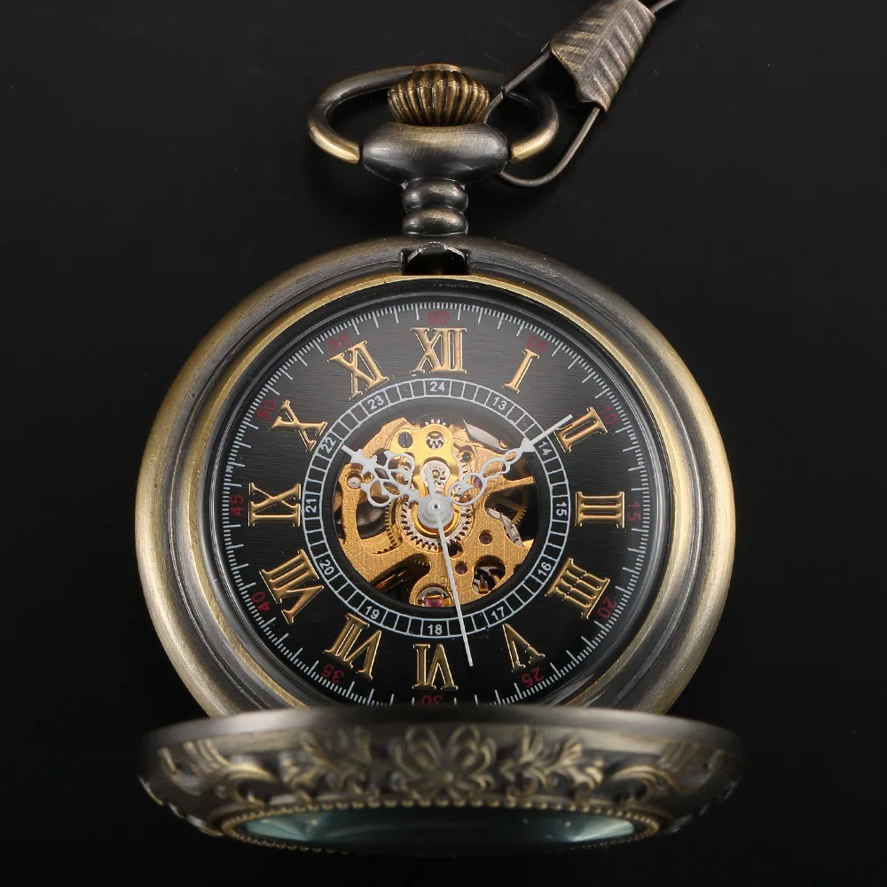 Карманные часы в стиле стимпанк Механические карманные флип ожерелье ретро - Фото №1