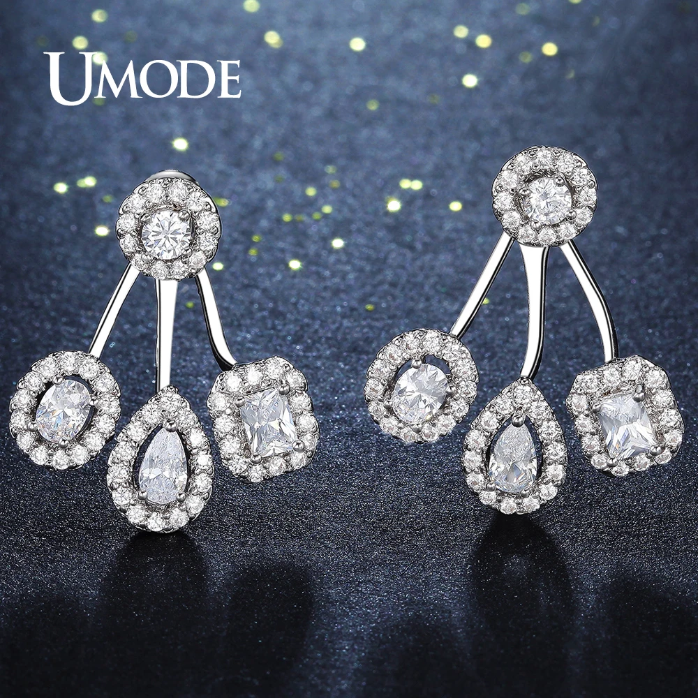 UMODE Креативный новый дизайн четыре овальные квадратные круглые серьги AAA CZ