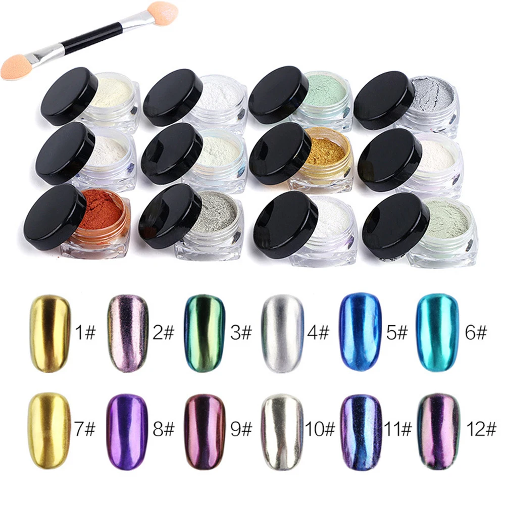 2 г волшебный блеск для ногтей металлический хромовый пигмент блестки зеркальная
