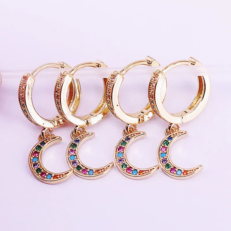 5 пар смешанный стиль позолоченные радужные серьги с фианитом и стразами