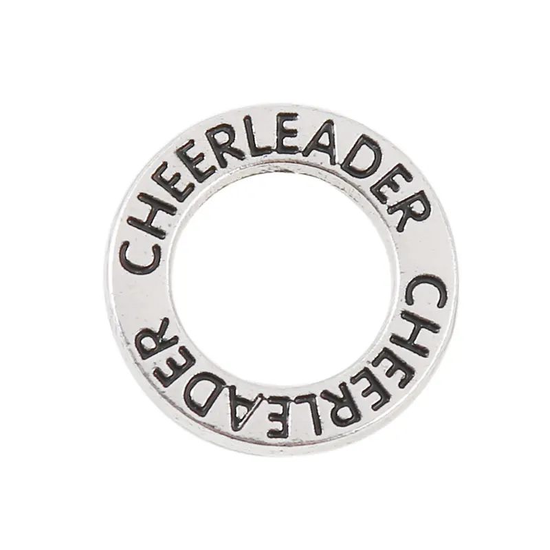 RAINXTAR Vintage Round Letter Connector Charms Wholesale Cheerleader Circle Charms 19mm AAC345