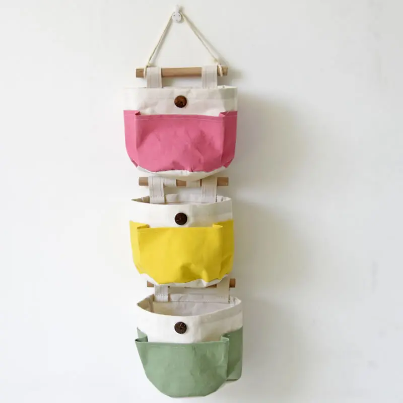 Сумка конфетного цвета настенная сумка для хранения хлопковая Льняная Bolsa карман