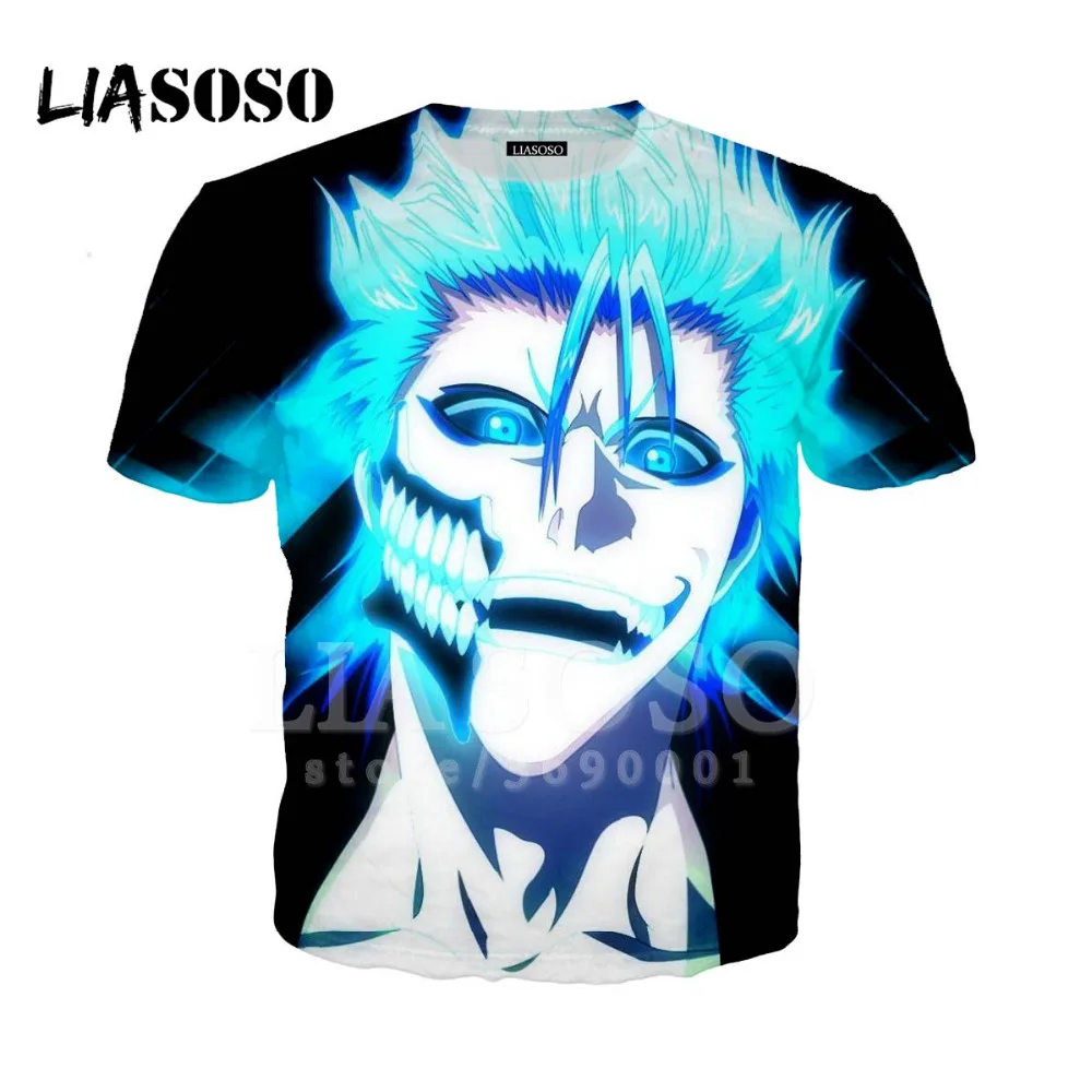 LiASOSO/Новинка Футболка с 3D принтом Унисекс Аниме Bleach Grimmjow jeagerjaquees Хорошее качество