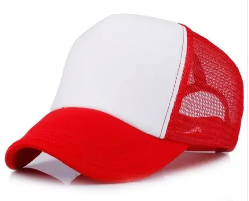 Red and white 5 шт./партия, летние мужские повседневные сетчатые бейсболки для взрослых, с принтом «сделай сам», индивидуальный дизайн логотипа, бейсболки, кепки, кепки, пляжные бейсболки - Цвет: Red and white