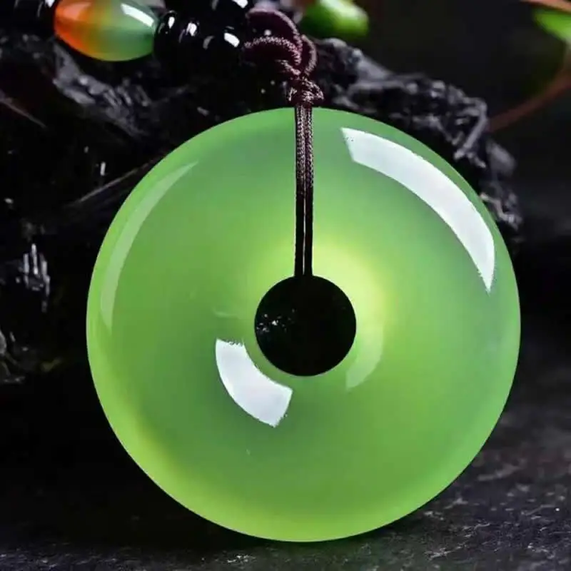 

Natural Chinese A Grade Green ice Jadeite Necklace Pendant