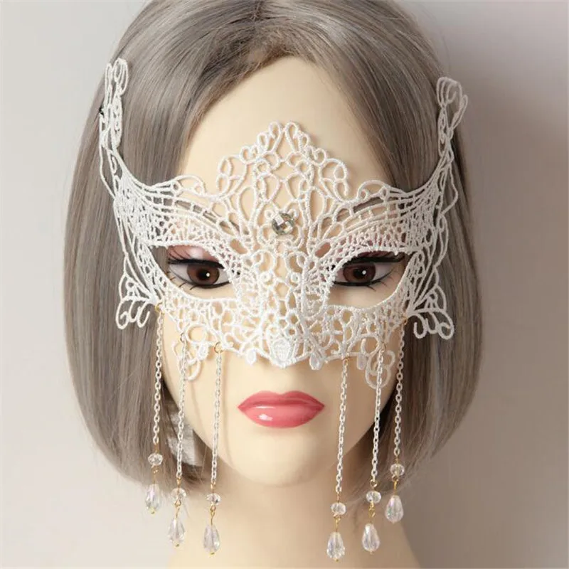 1 шт. сексуальная маска с бахромой в виде кристаллов Венеции роскошная белая