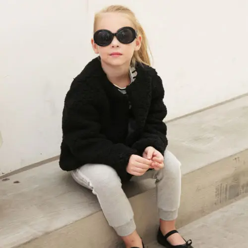 Модное зимнее теплое пальто из искусственного меха для маленьких девочек