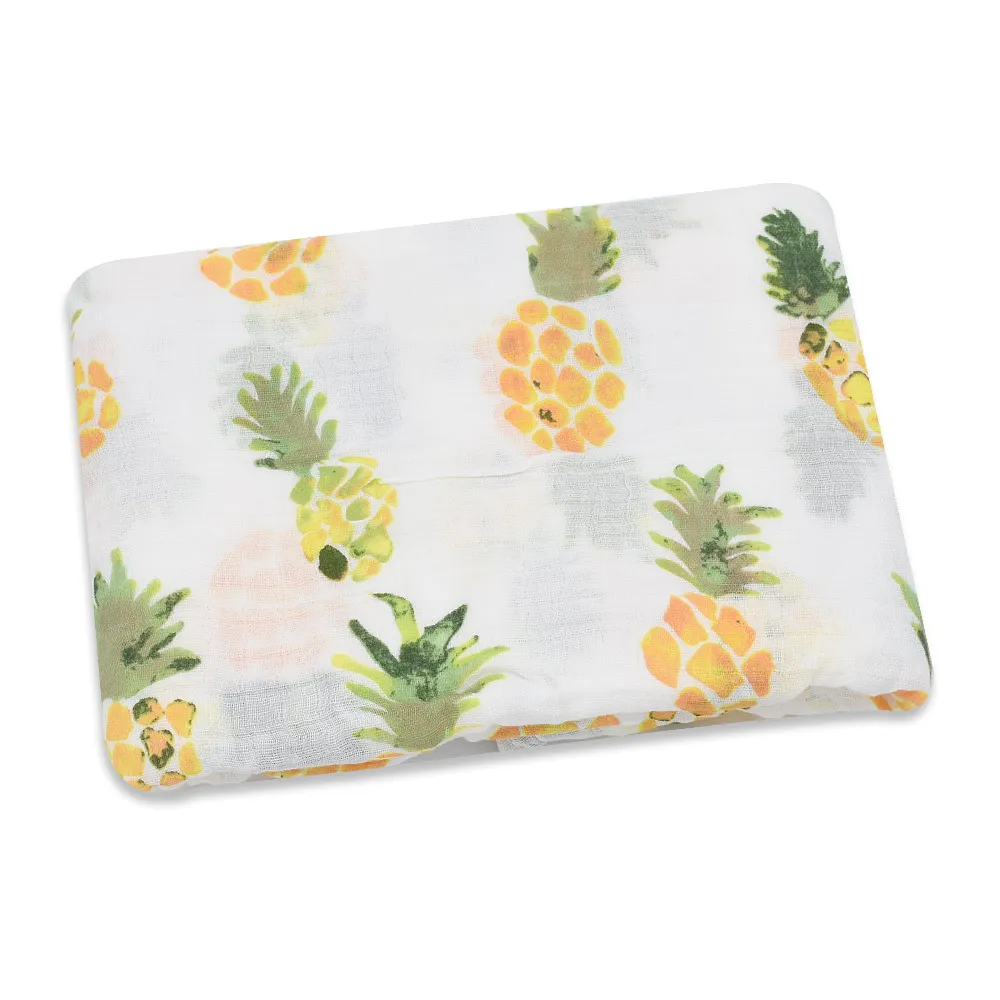 Pineapple Розовый Лебедь, хлопок, фламинго, роза, фрукты, принт, муслин, детское одеяло s, постельные принадлежности, детское Пеленальное полотенце для пеленки для новорожденных, одеяло - Цвет: Pineapple
