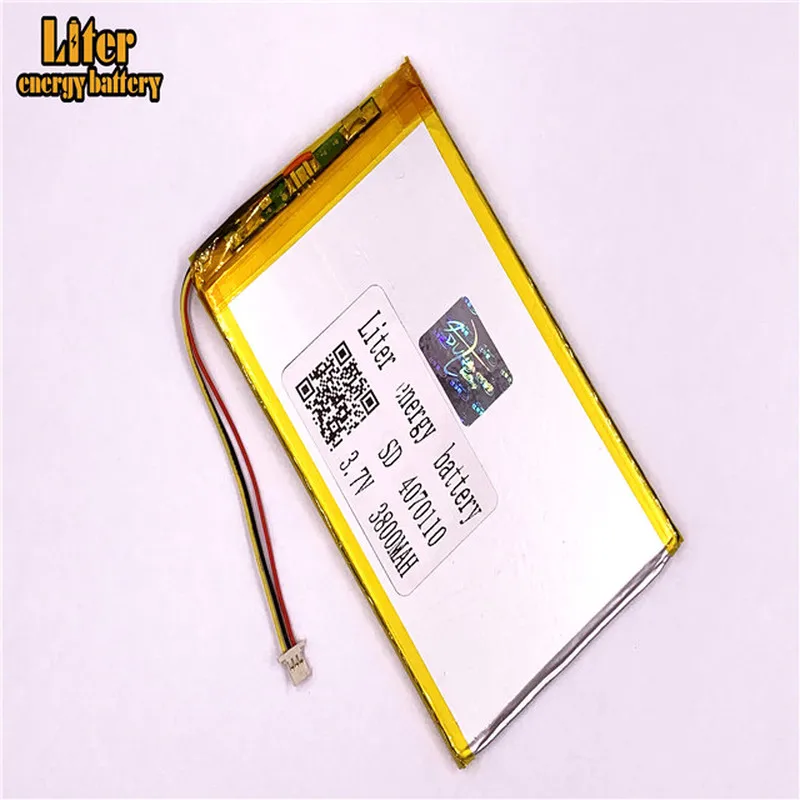 Разъем 1 0 3P 3 7 v 4070110 3800mah tablet pc inch MP4 MP5 Li Polymer Ion Lipo литиевая батарея|Батареи для