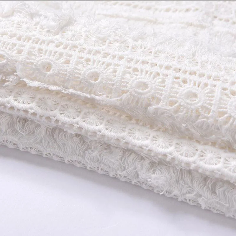 Белая открытая сетчатая кружевная ткань для свадебного платья DIY Tissu au Metre Tecidos
