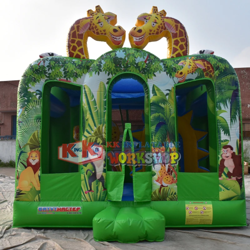 Джунгли Крытый парк надувные джемпер 6x4 м животных надувной батут на тему