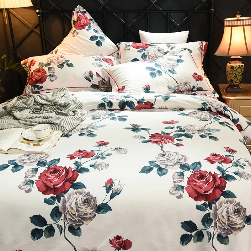 60s Long Stapled Cotton Pure Brief Style Bed Set Duvet Cover Sheet Pillowcases Flowers Design More Color Queen King | Дом и сад