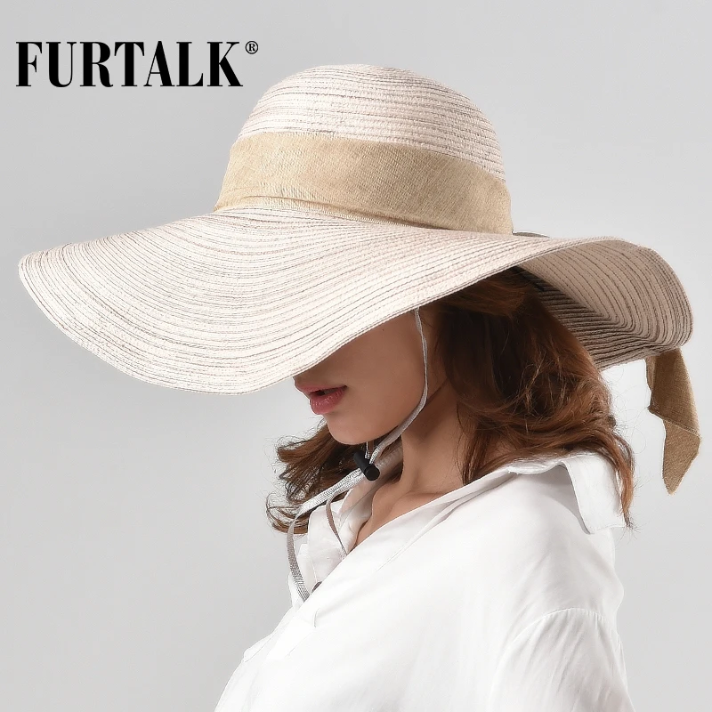 FURTALK ВС шляпы для женщин соломы летняя шляпа пляжные девочек Женская УФ Защитная