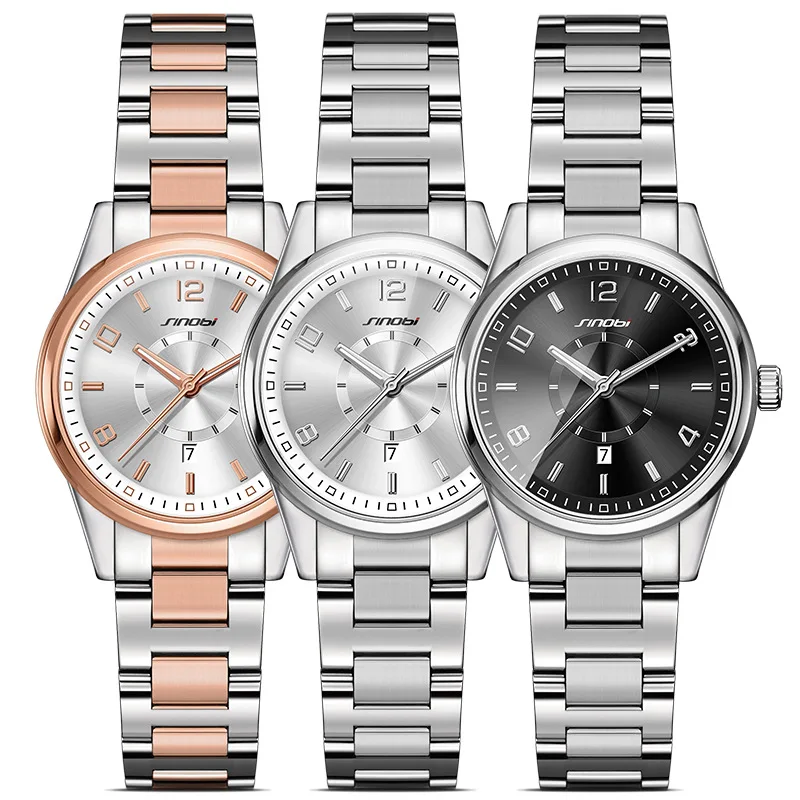 

2017 SINOBI Luxury Watch Women Men Lover's Quartz Watch Fashion Reloj mujer Ladies Watches Women Waterproof relogio masculino