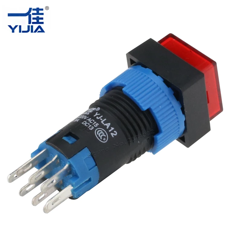 Мини Серебряный контакт 12 мм Мгновенный квадрат с подсветкой светодиодный