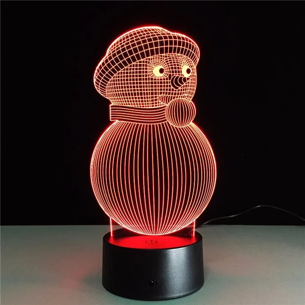 Акриловая 7 цветов, меняющая светодиодный USB 3D настольная лампа, новинка, подарки, Рождественская елка, снеговик, Санта Клаус, Рождественский олень для украшения дома
