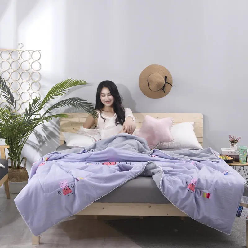 Leaf Pattern Soft Skin-friendly Summer Duvet Washed Cotton Thin Quilt Children Adults Duvet Pillowcase Wholesale(200x230cm