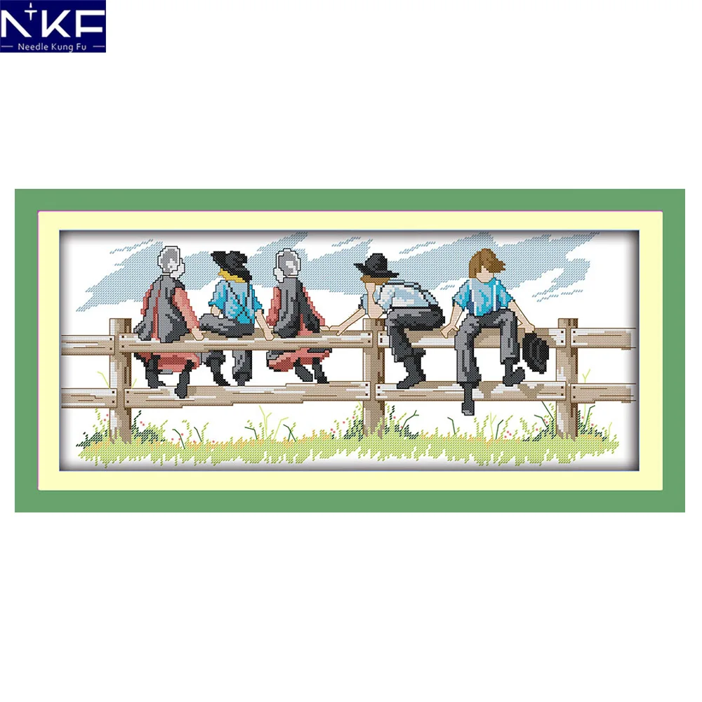 

NKF The five little friends needle craft counted stamped Christmas cross stitch kits for home decoration