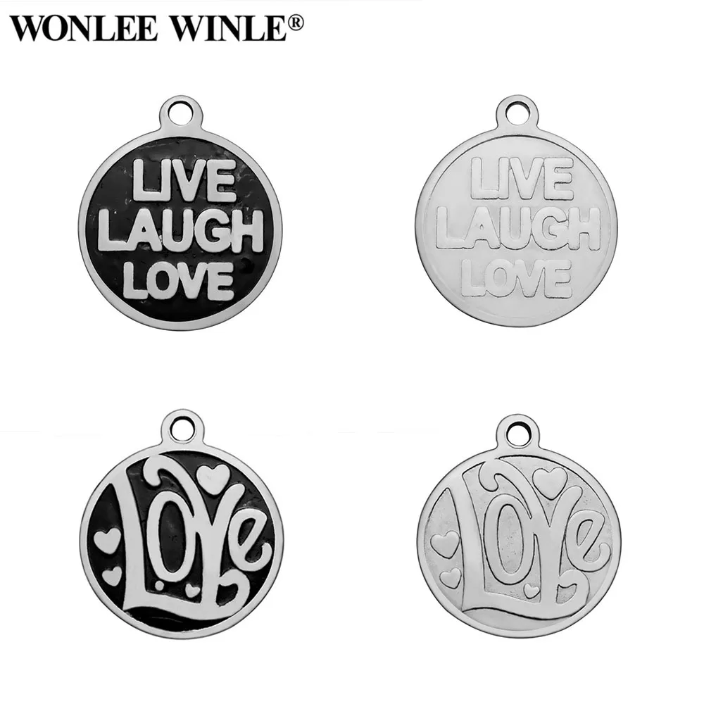 Wonlee Winle DIY 316l нержавеющая сталь живой Смех Любовь круглое очарование подвески для