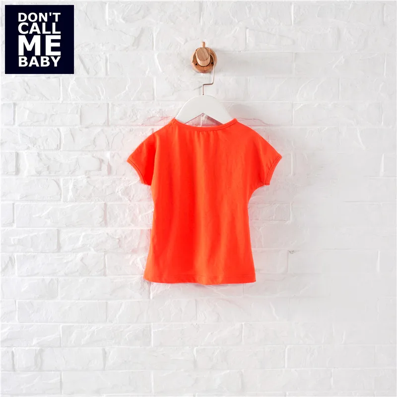 Летние оранжевые футболки с рюшами для маленьких девочек Don CALL ME базовые модные